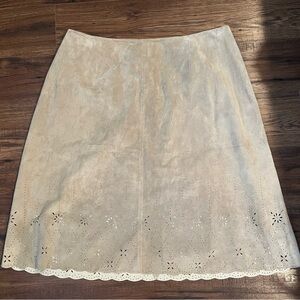 Charter Club Tan Suede Leather Skirt Vintage Size 20 Western Academia Old Money‎
